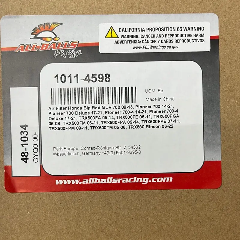 All Balls 1011-4598 48-1034 Air Filter Air Filter - Honda 1