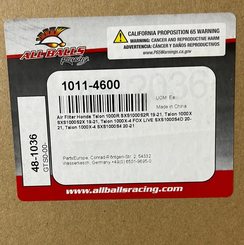 All Balls 1011-4600 48-1036 Air Filter Air Filter - Honda 1