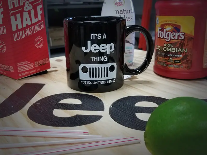 Jeep Thing Ceramic 16 Oz. Black Mug 1