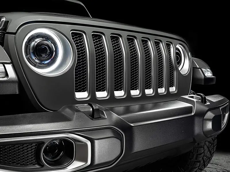 Oracle Lighting Oculus™ Bi-Led Projector, Matte Black 9" Headlights W/ White Halo Ring (Pair), Matte Black For 18-Up Jeep Wrangler Jl And 20-Up Gladiator Jt 1