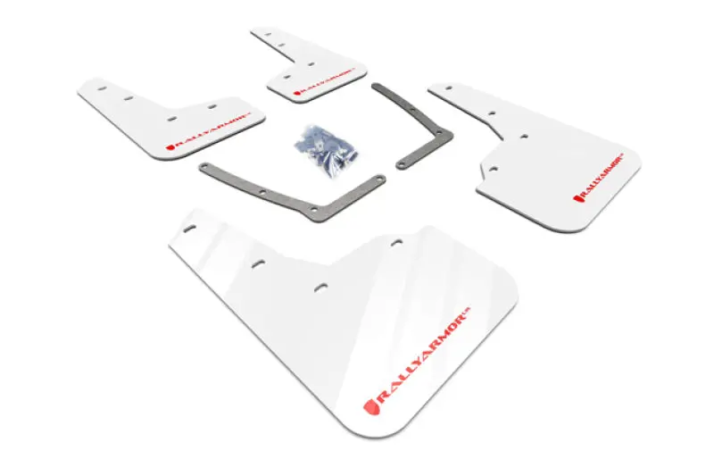 Rally Armor 16-21 Honda Civic Si Coupe White Ur Mud Flap W/ Red Logo 1