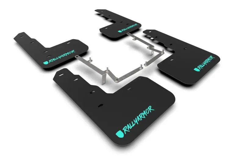 Rally Armor 17-21 Honda Civic Type R Black Ur Mud Flap Altered Font Teal Logo 1