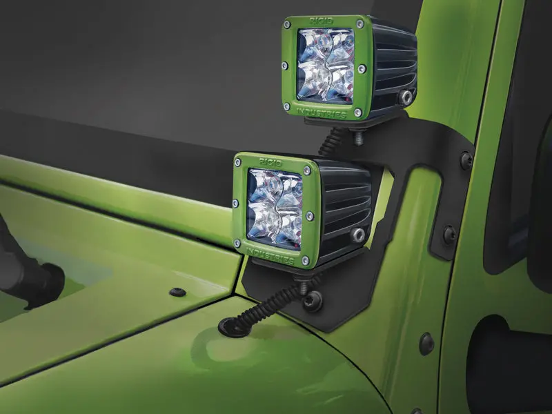 Rugged Ridge Light Mount A-Pillar Bracket Kit, Semi-Gloss For 07-18 Jeep Wrangler Jk & Jk Unlimited 1