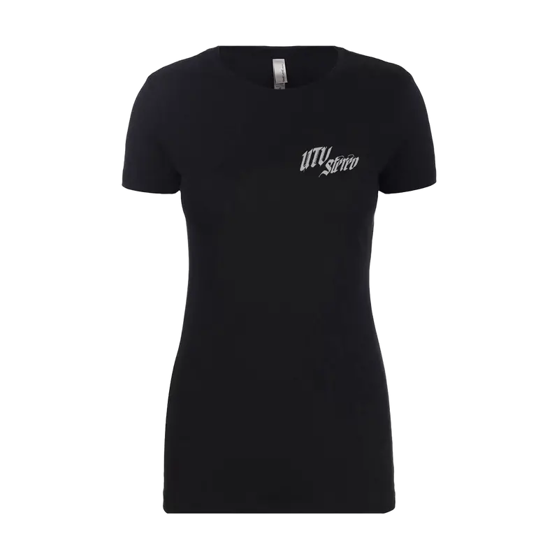 Utv Stereo Women's Signature T-Shirt With Silver Logo | Utvs-A-Shirt-W-Blk 1
