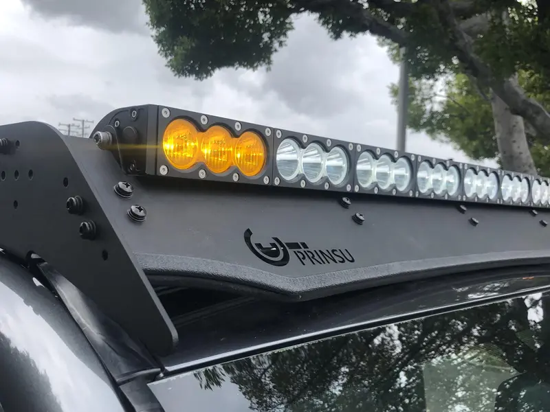 Cali Raised Led Cr2711 Dual-Function Amber/White Light Bar Kit With Prinsu Mounting Bracket 1