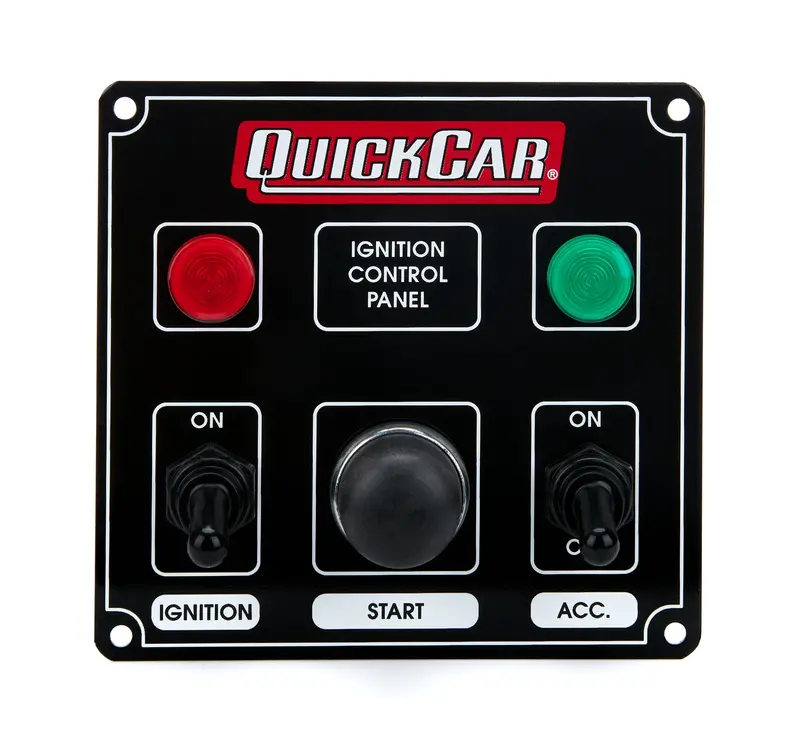 Quickcar Racing Ignition Control Panel – Black Finish, 1 Accessory Port & Indicator Lights 1
